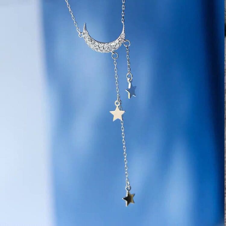 ネックレスレディース ネックレスレディース 夜空の煌めき 月と星のしずくネックレス