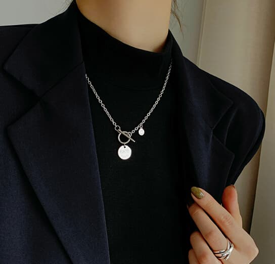 秋冬シルバーチェーン上品チョーカーネックレス