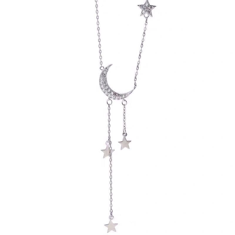 ネックレスレディース ネックレスレディース 夜空の煌めき 月と星のしずくネックレス