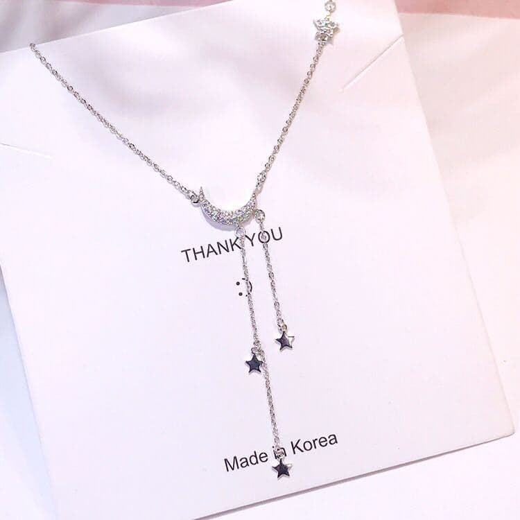 ネックレスレディース ネックレスレディース 夜空の煌めき 月と星のしずくネックレス