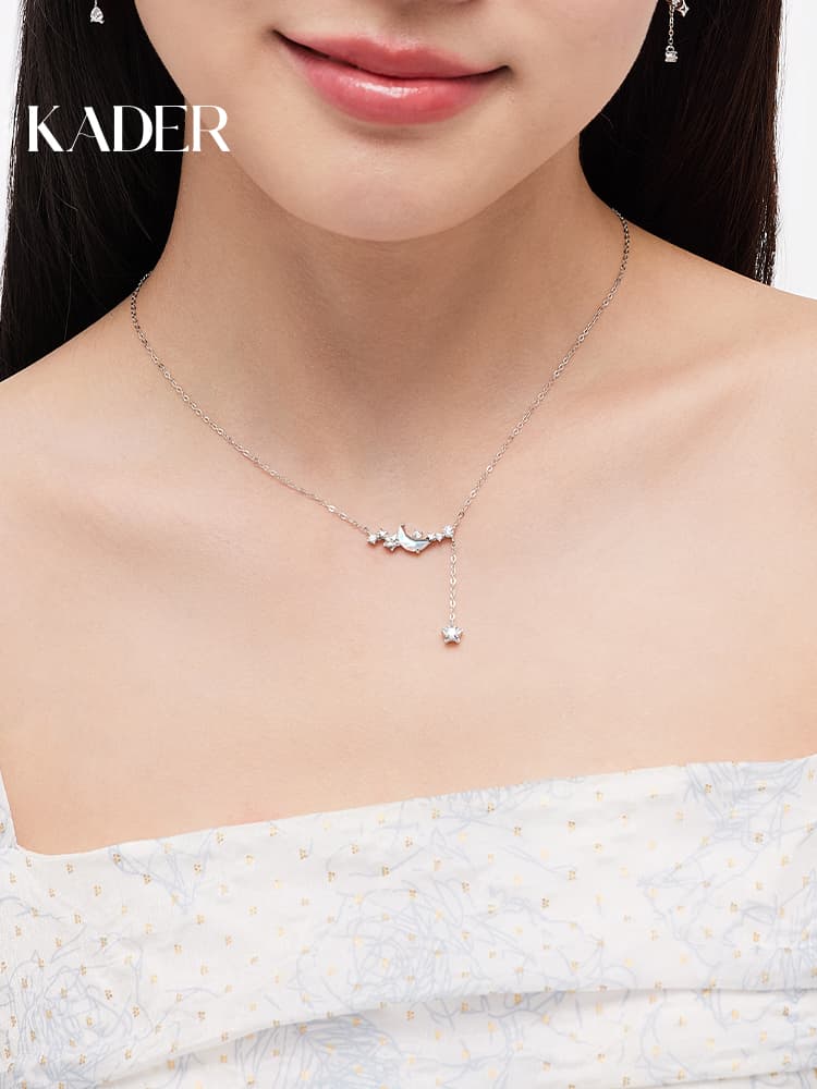 ネックレスレディース ネックレスレディース 夜空の輝き 三日月と星のネックレス