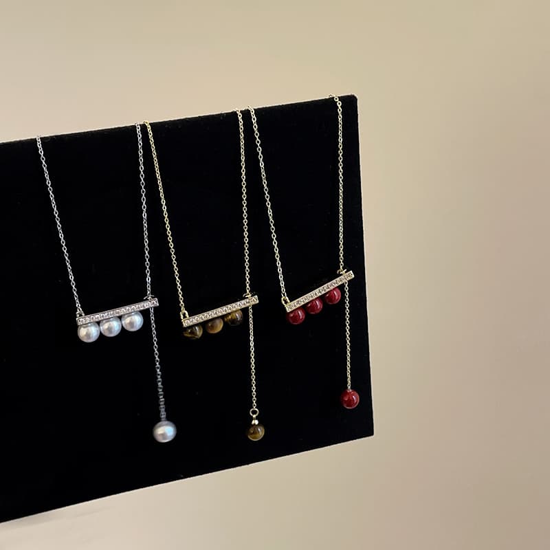 パール&バー レディース上品デザインネックレス
